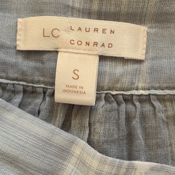 LC Lauren Conrad 100% Cotton Plaid Peasant Blouse Sz S #98F - Picture 4 of 6